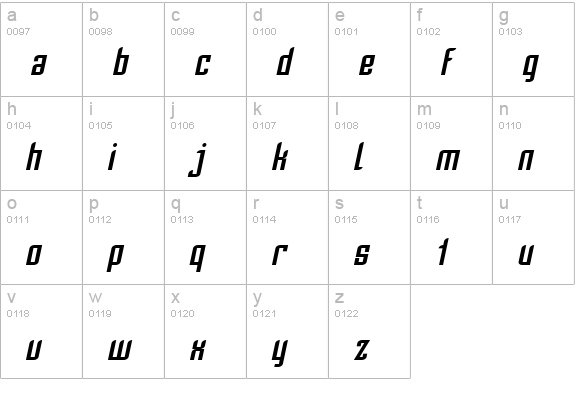SF Piezolectric Oblique lowercase a-z preview
