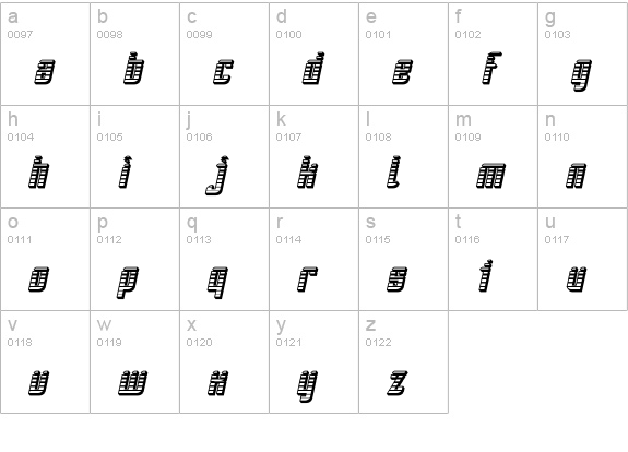SF Piezolectric SFX Oblique lowercase a-z preview