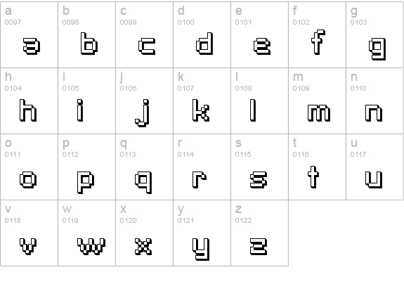 SF Pixelate Shaded lowercase a-z preview