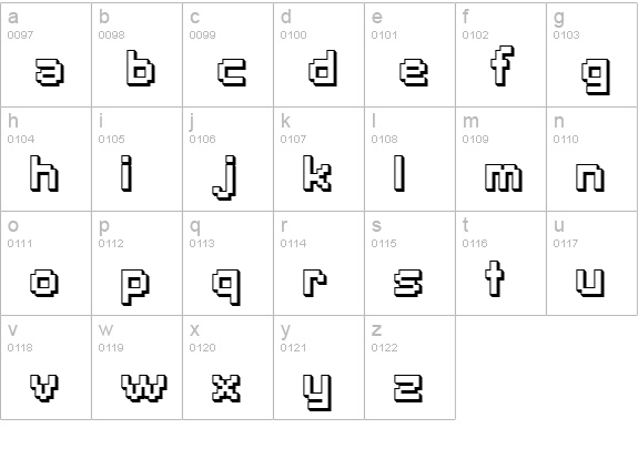 SF Pixelate Shaded Bold lowercase a-z preview