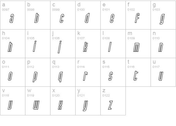SF Port McKenzie Outline Italic lowercase a-z preview