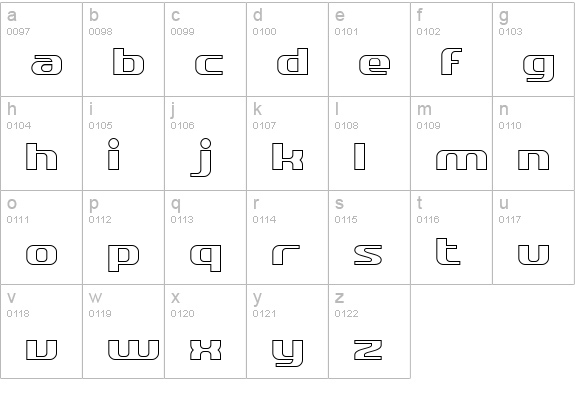 SF Quartzite Outline lowercase a-z preview