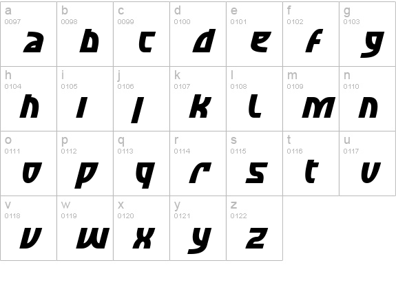 SF Retroesque Bold Italic lowercase a-z preview