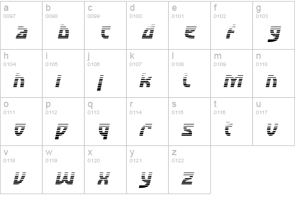 SF Retroesque FX Oblique lowercase a-z preview