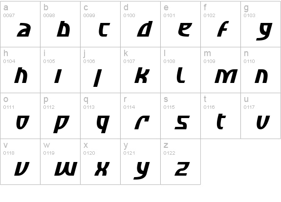 SF Retroesque Italic lowercase a-z preview