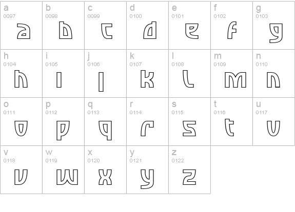 SF Retroesque Outline lowercase a-z preview