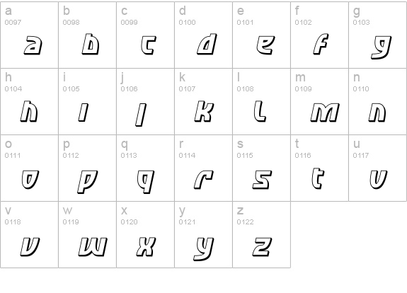 SF Retroesque Shaded Oblique lowercase a-z preview