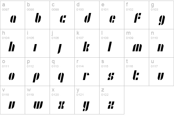 SF RetroSplice Condensed lowercase a-z preview