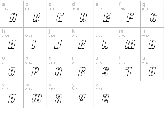 SF RetroSplice SC Outline lowercase a-z preview