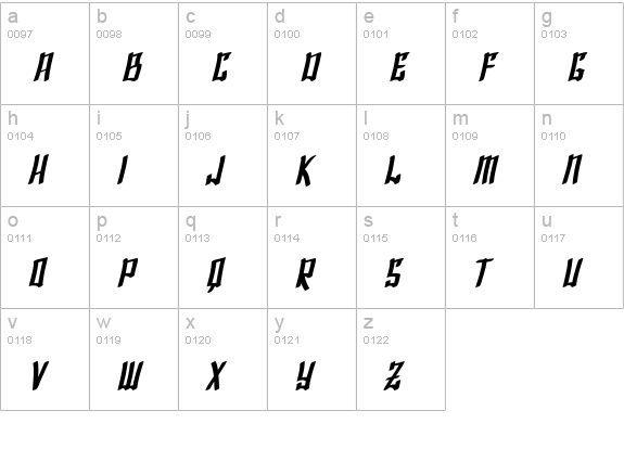 SF Shai Fontai Bold Oblique lowercase a-z preview