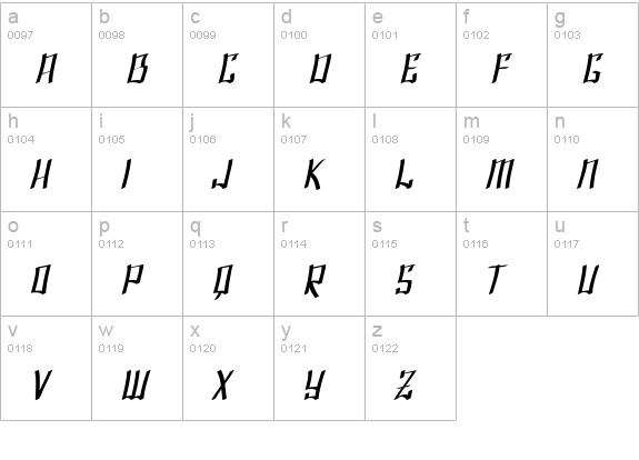 SF Shai Fontai Extended Oblique lowercase a-z preview