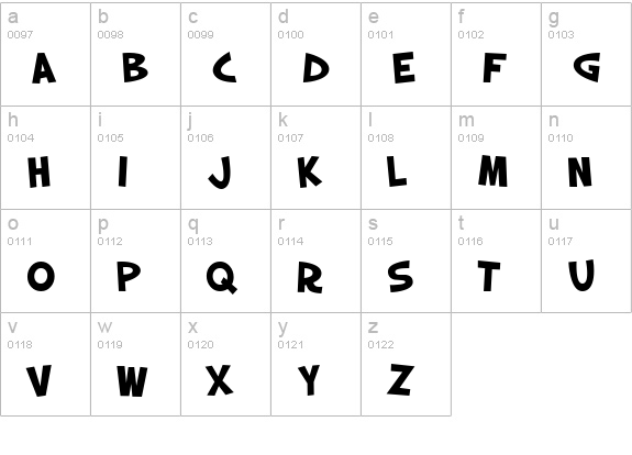 SF Slapstick Comic Bold lowercase a-z preview