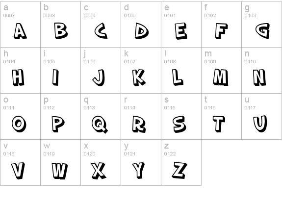 SF Slapstick Comic Shaded lowercase a-z preview