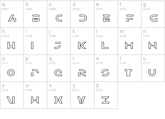 SF Solar Sailer Outline lowercase a-z preview