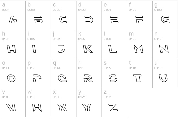 SF Solar Sailer Outline Italic lowercase a-z preview