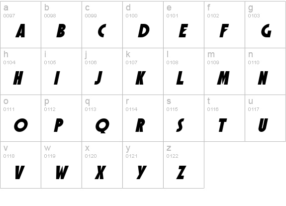 SF Speakeasy Oblique lowercase a-z preview