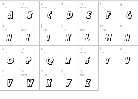 SF Speakeasy Shaded Oblique lowercase a-z preview