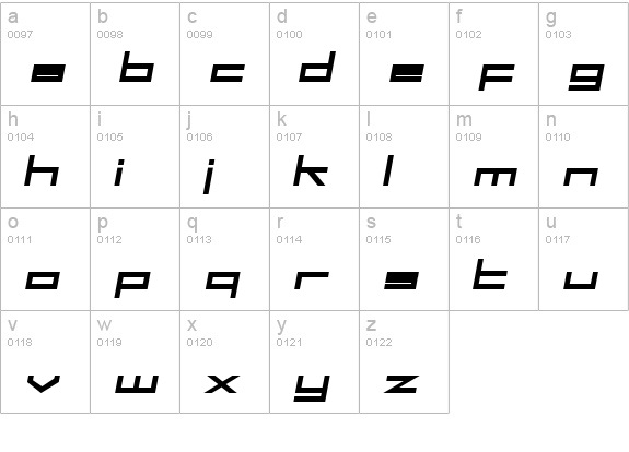 SF Square Head Bold Italic lowercase a-z preview