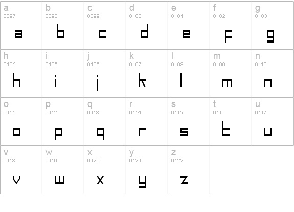 SF Square Head Condensed lowercase a-z preview