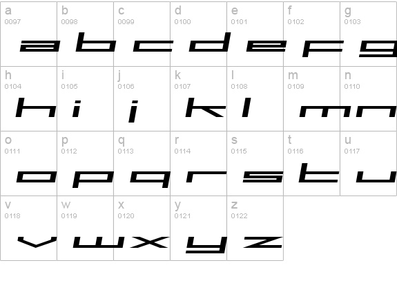 SF Square Head Extended Italic lowercase a-z preview