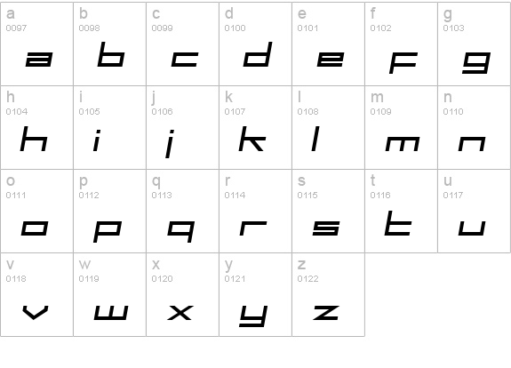 SF Square Head Italic lowercase a-z preview