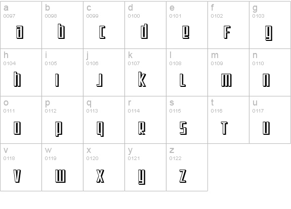 SF Square Root Shaded lowercase a-z preview