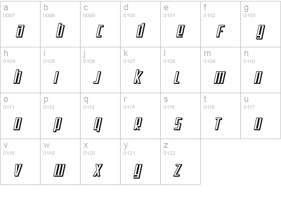 SF Square Root Shaded Oblique lowercase a-z preview