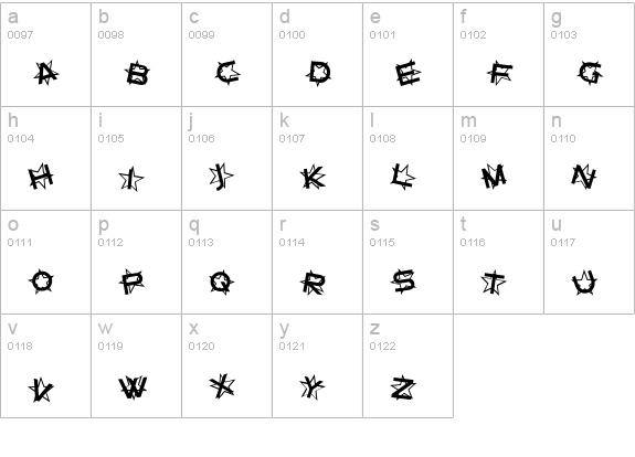 SF Star Dust lowercase a-z preview