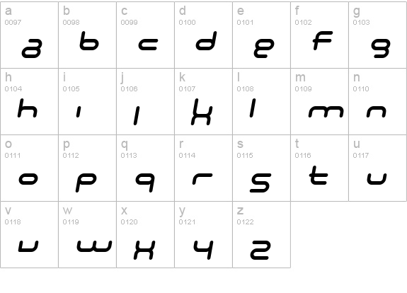 SF Technodelight NS Italic lowercase a-z preview