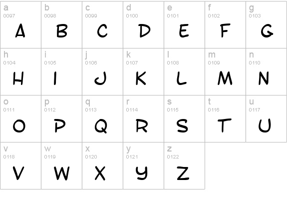 SF Toontime lowercase a-z preview