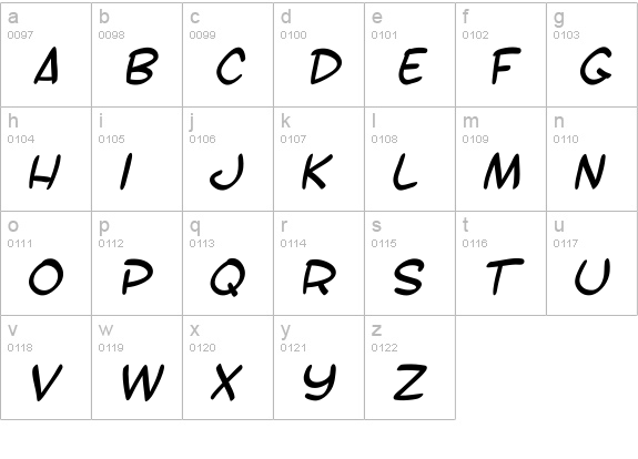 SF Toontime B Italic lowercase a-z preview