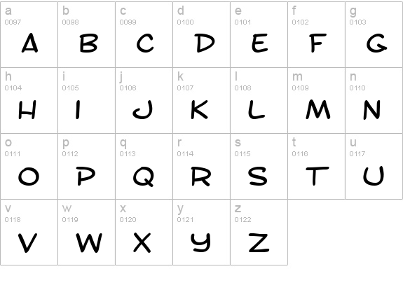 SF Toontime Extended lowercase a-z preview