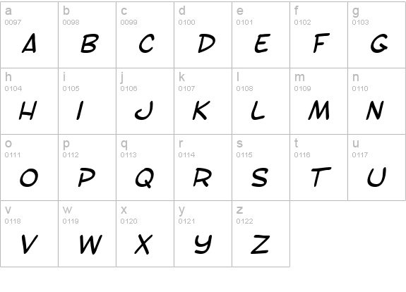 SF Toontime Italic lowercase a-z preview