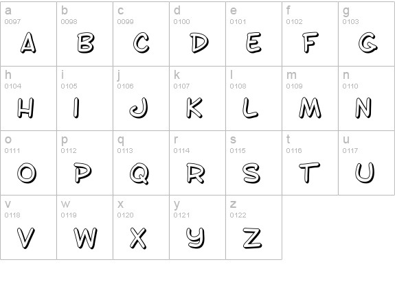 SF Toontime Shaded lowercase a-z preview