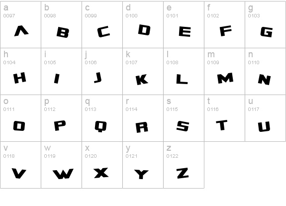 SF Zero Gravity lowercase a-z preview