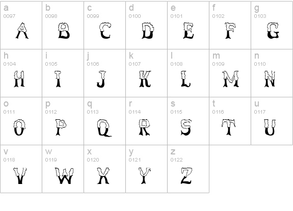 ShadyCharacters lowercase a-z preview