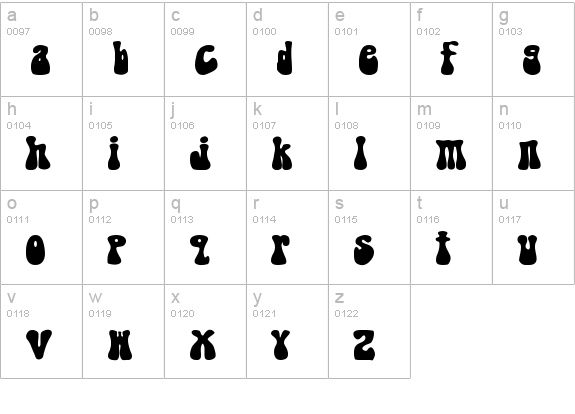 Shagadelic - DGL Bold lowercase a-z preview