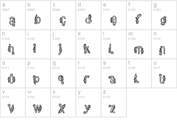 Shamantics Hollow lowercase a-z preview
