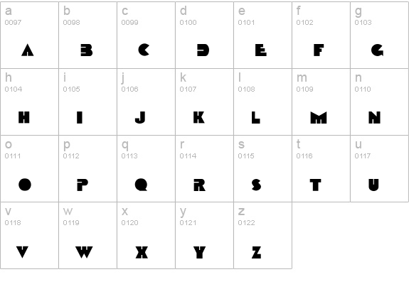 Sharktooth lowercase a-z preview