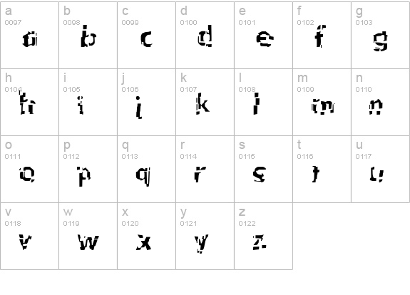 Shattered lowercase a-z preview