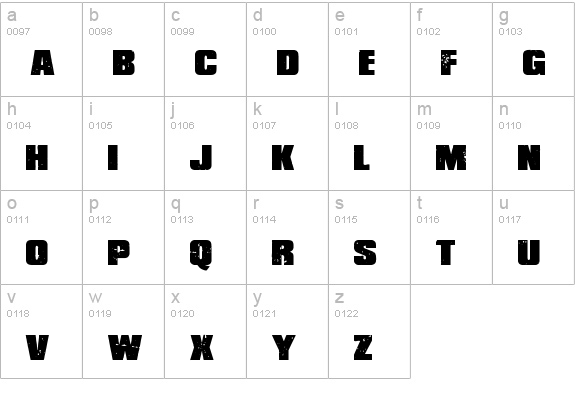 Shaun of the Dead lowercase a-z preview