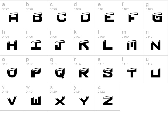 Shaved lowercase a-z preview