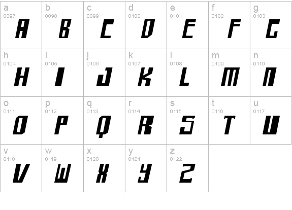 shellhead Bold Italic lowercase a-z preview