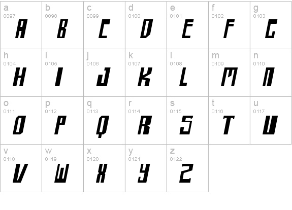 shellhead Italic lowercase a-z preview