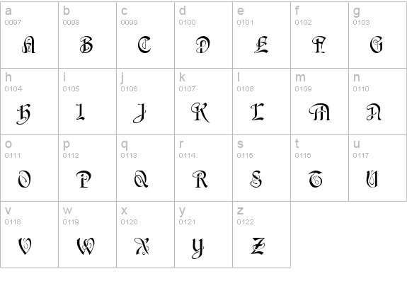 SherwoodCaps lowercase a-z preview
