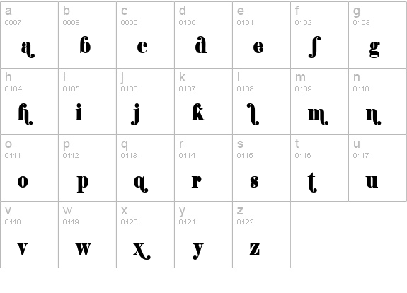 Shifty Chica lowercase a-z preview