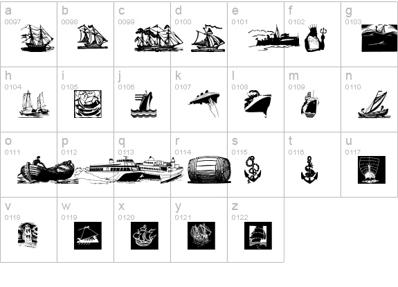 ShipsNBoats lowercase a-z preview