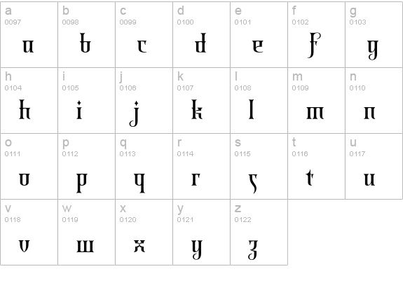 Shiraz lowercase a-z preview