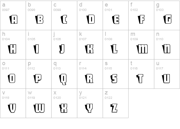 Sho-Card Caps NF lowercase a-z preview