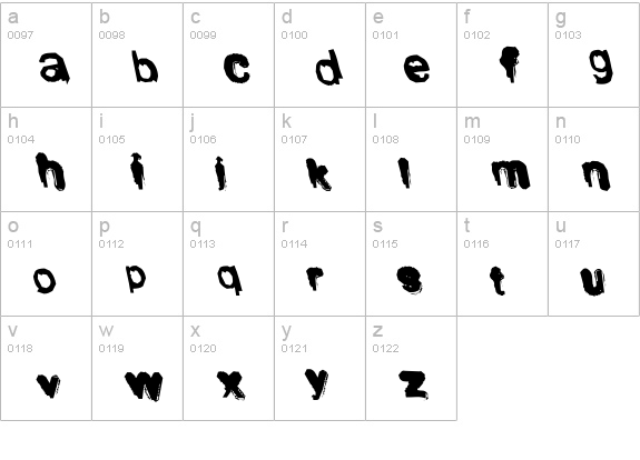 Shodo lowercase a-z preview